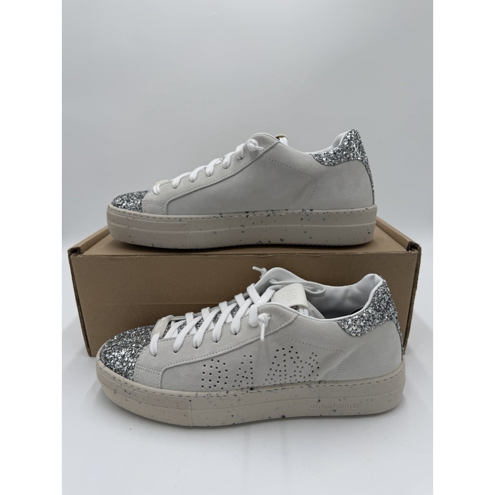 P448 S24Thea Womens Sneakers US Size 11 / EU Size 42 White/Silver Glitter New